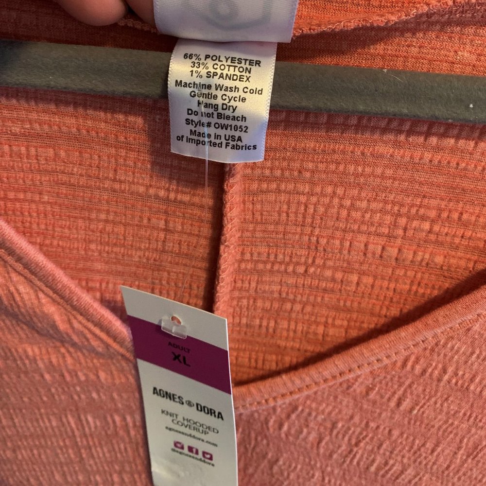 Agnes & Dora XL Peach Knit Hooded Coverup NWT - Picture 2 of 3